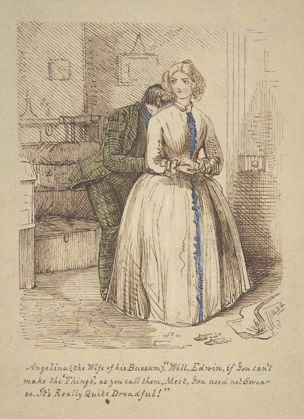 Design for Hooking and Eyeing a wood engraving published in Punch 1851