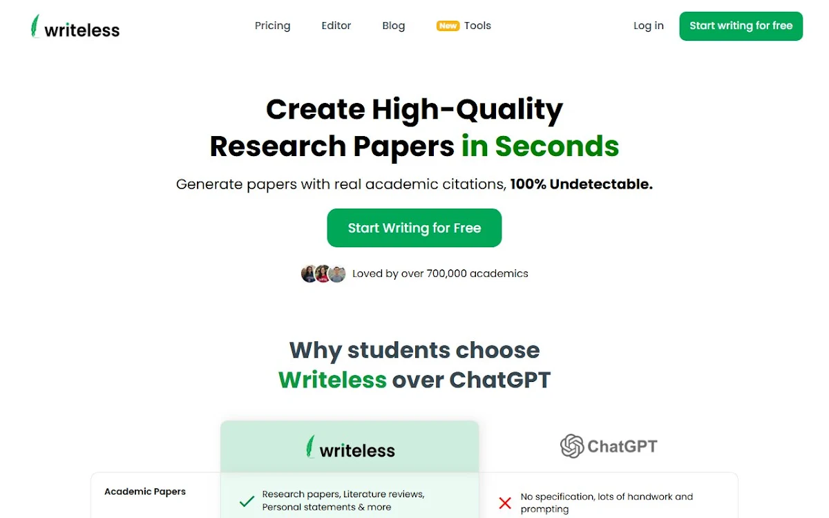 Captura de Writeless