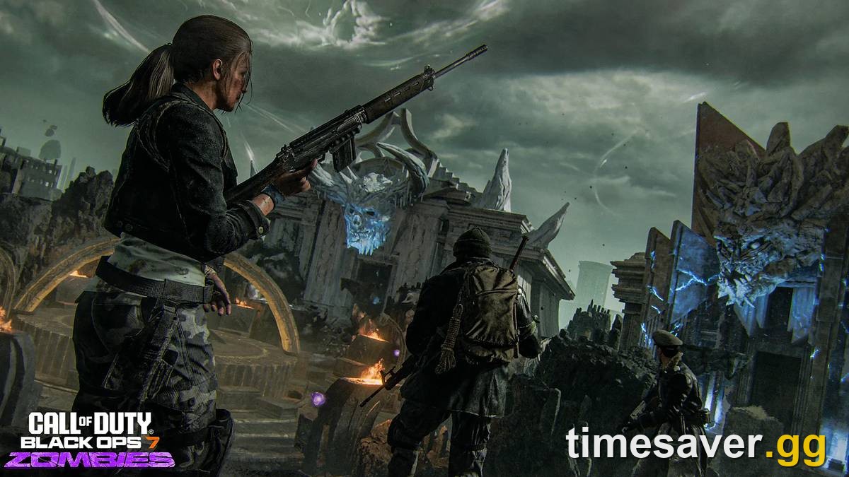 Black Ops 7 Zombies gameplay on a high-round map, the setting for the Aeon camo grind