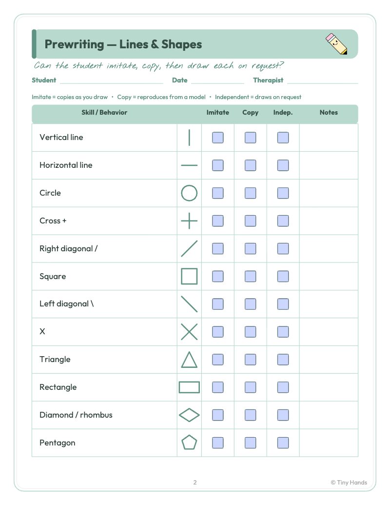 OT Developmental Checklists
