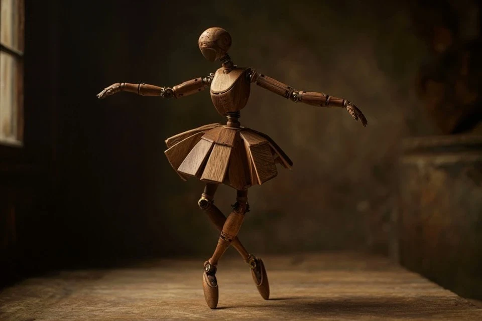 Una versión de autómata de madera de