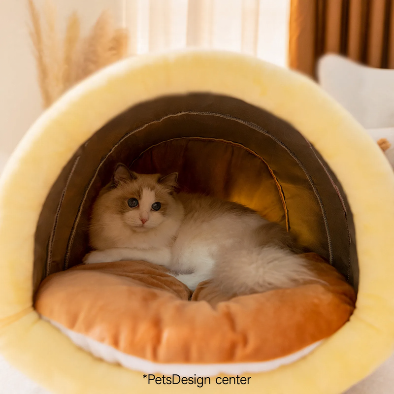 Semi-open cat bed with warmth function