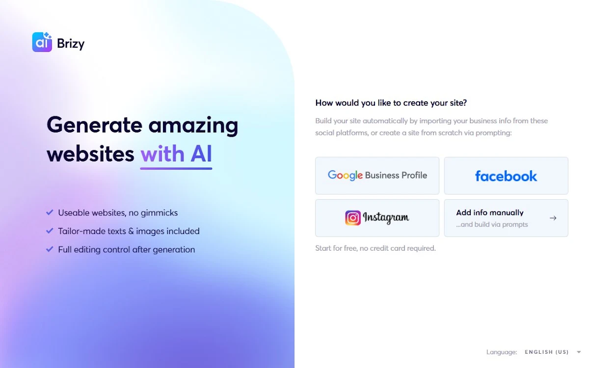 Captura de Brizy AI Website Builder