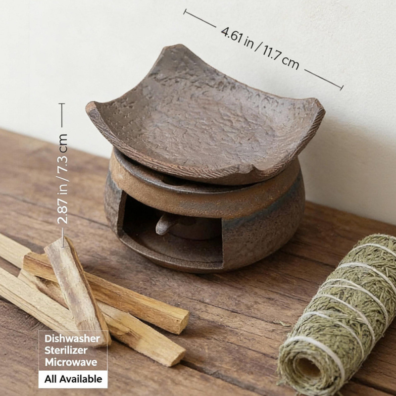 Ceramic incense burner with heat protection