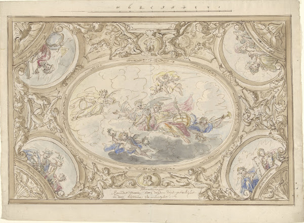 Ontwerp voor een plafondschildering met allegorie op de Roem 1677   1755