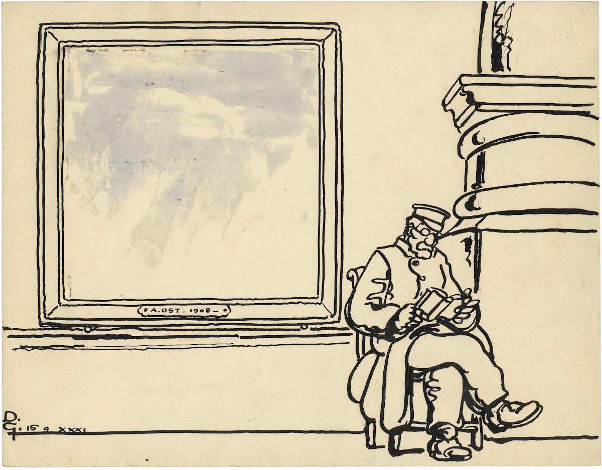 Suppoost naast schilderij van Ost 1931