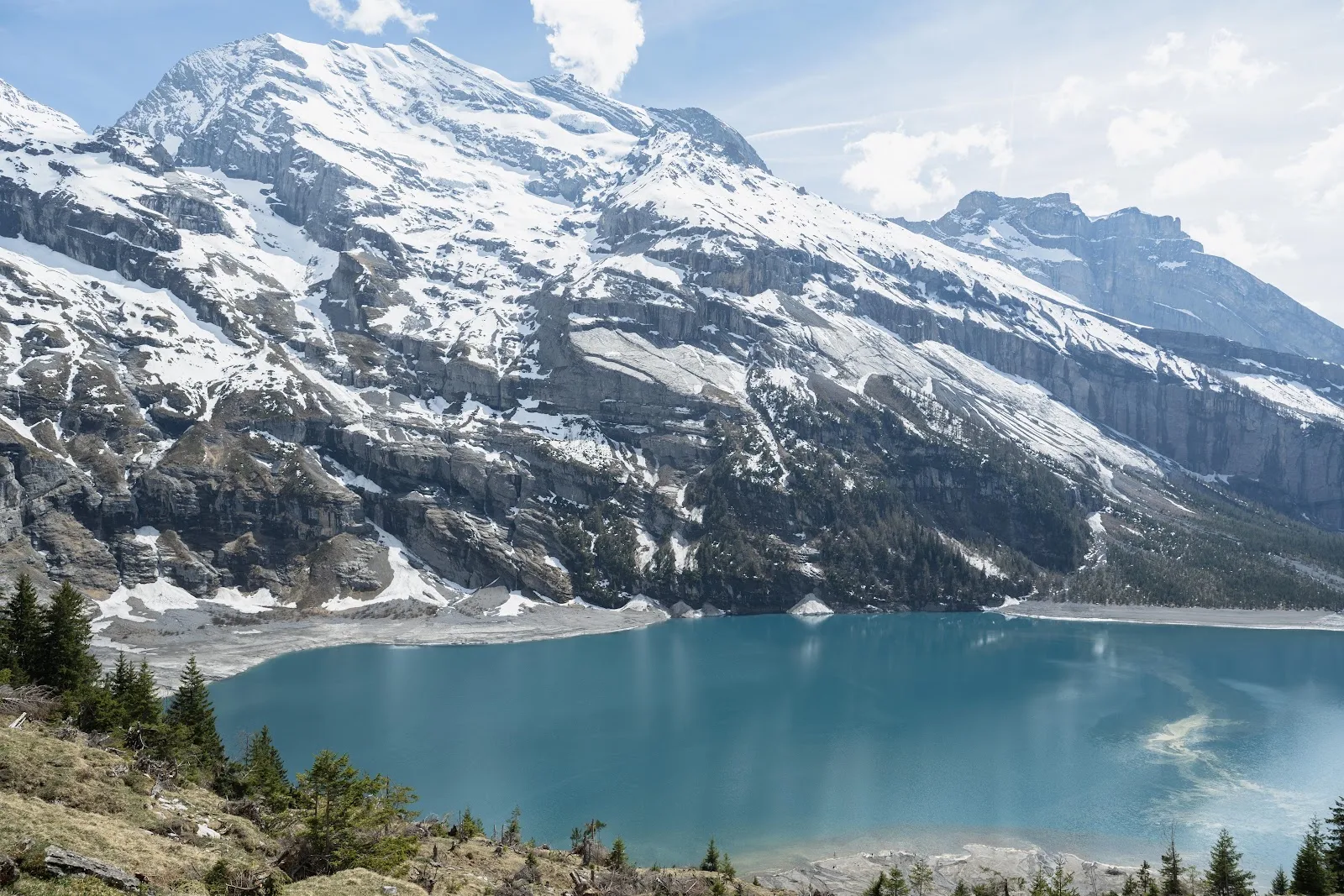 Snowy Mountains over Alpine Lake - Landscape Photography 5K Wallpaper (5963x3975)