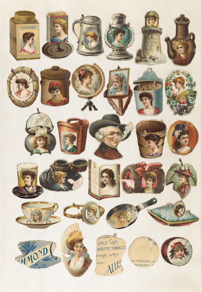 Thirty one cut outs from advertising banner for Allen  Ginter Cigarettes ca 1888
