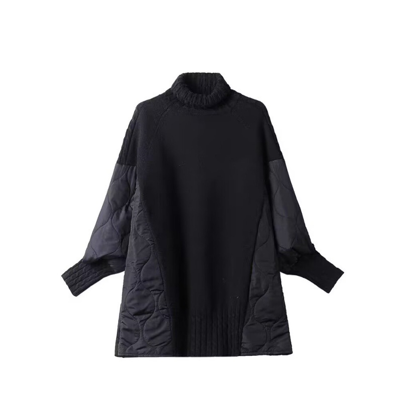Women’s Sweater, Stand-Up Collar, Fake Two-Piece Look, Winter