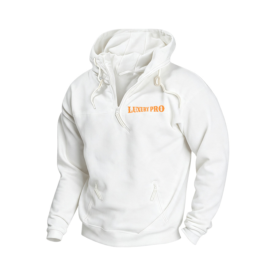 2D three-zippered hooded sweatshirt