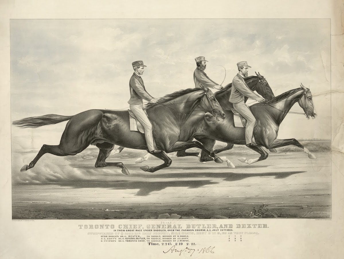 Toronto Chief General Butler and Dexter in their great race under Saddles over t