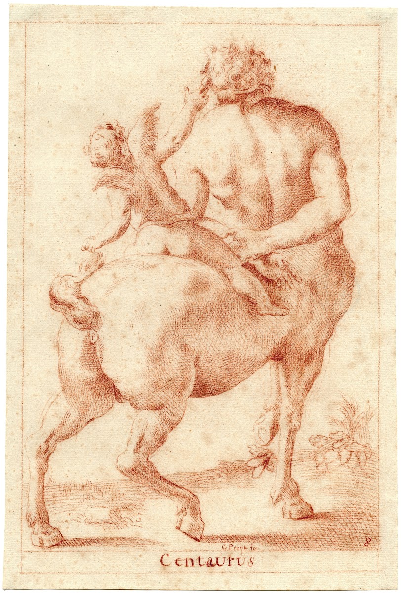 Beeld van een centaur met een Amor op de rug