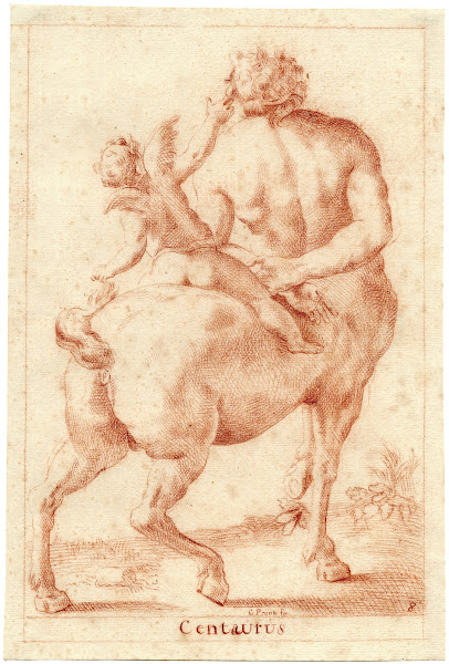 Beeld van een centaur met een Amor op de rug