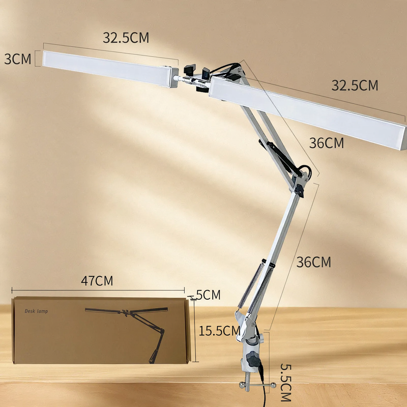 Double-head LED clamp lamp with long arm