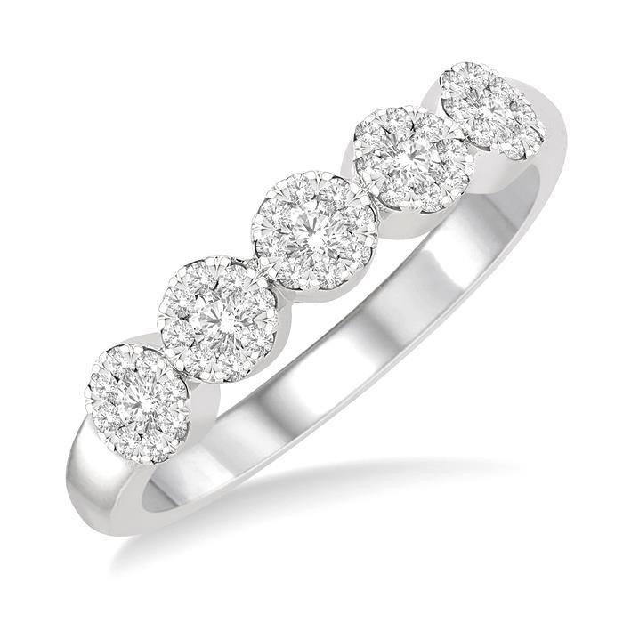 Round Shape 5 Stone Lovebright Essential Diamond Wedding Band 158D5DHFGWG