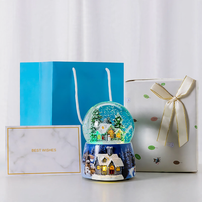 Musical Snow Globe Music Box with Snow Hut