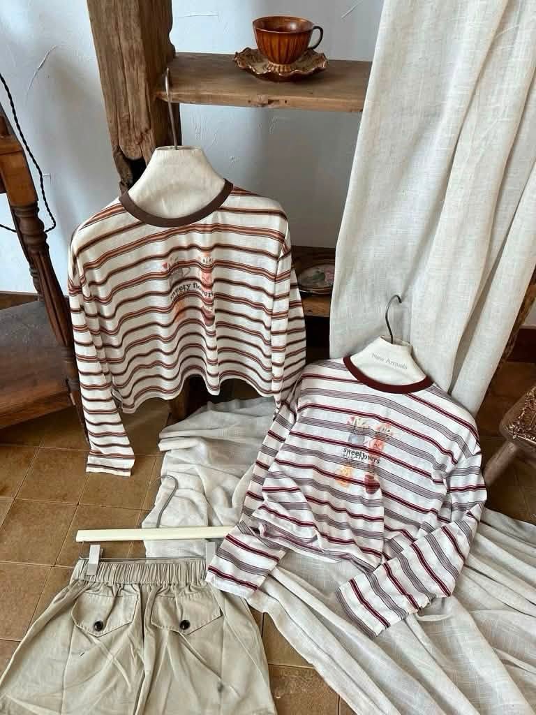 Áo thun dài tay sọc in hình lọ hoạ XONXEN SHOP 320 – Image 3
