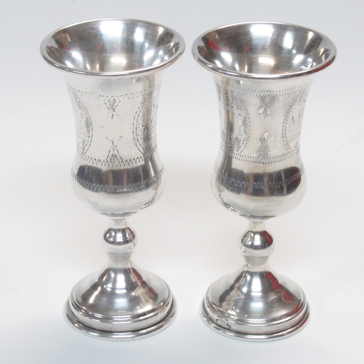 Sterling Silver Kiddush Cup Pair