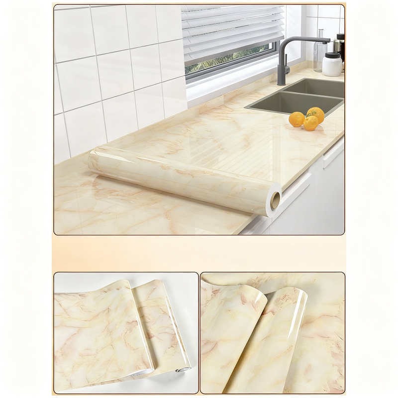 Protective film for countertops, marble look, self-adhesive
