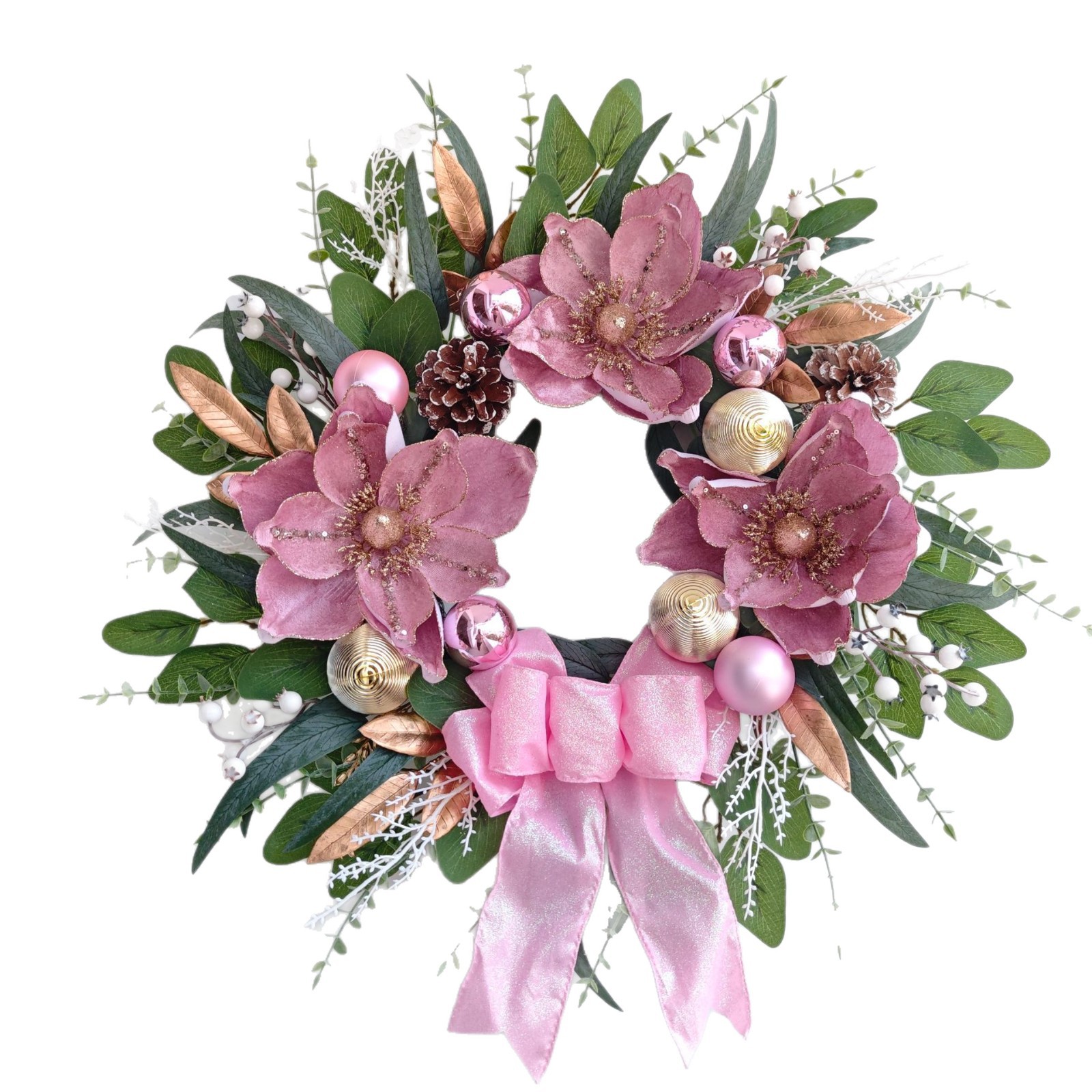 Christmas wreath in pink, 60 cm