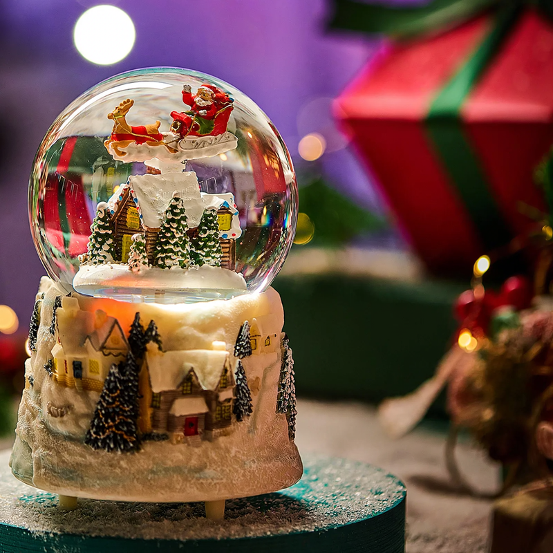 Santa Claus snow globe with music and light