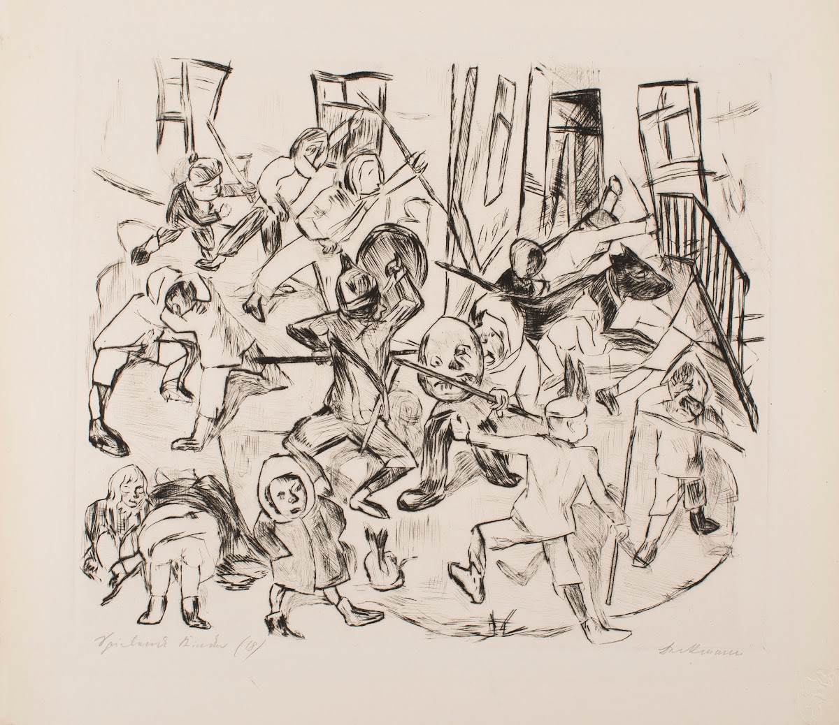 Playing Children Broad Format plate 16 from the portfolio Faces 1918