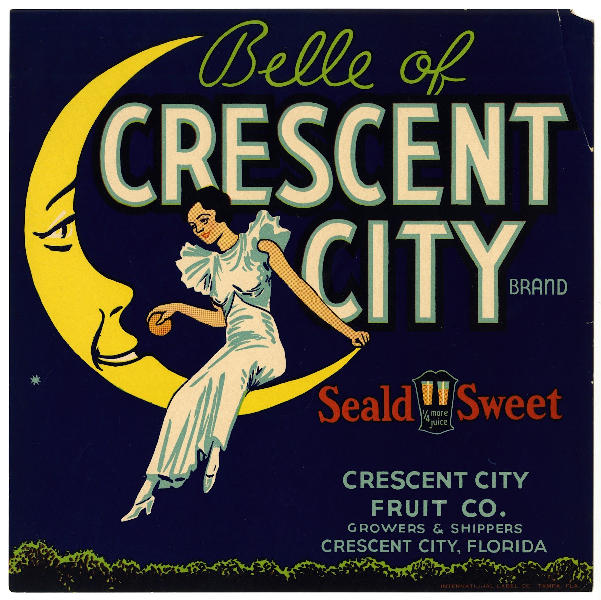 Belle of Crescent City Brand Fruit Label 1930 1950
