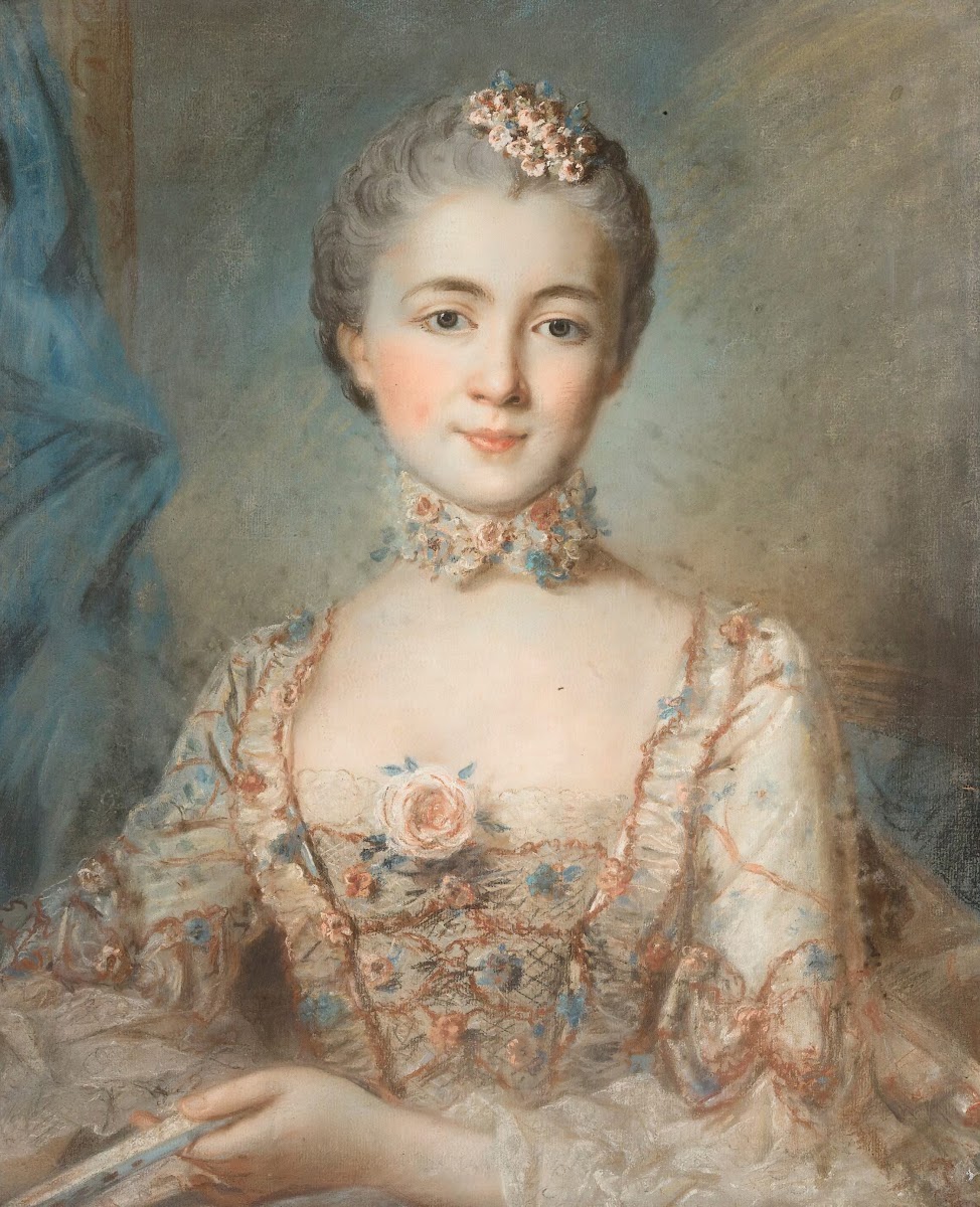 Portrait Of A Woman In A Floral Dress 18th century