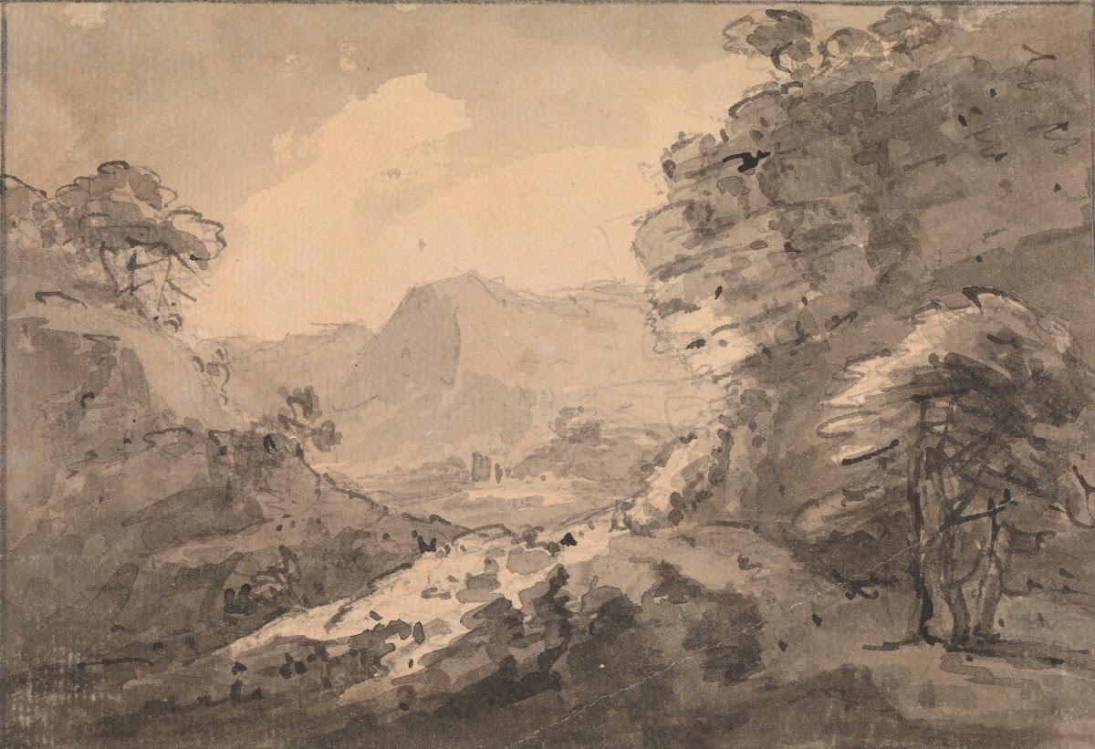 Mountainous Landscape with Rocky Crag at Right between 1745 and 1748
