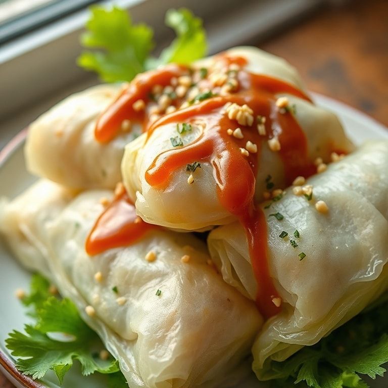 Easy Vegan Cabbage Rolls with Ginger Sesame Sauce – Quick & Tasty Comfort Food
