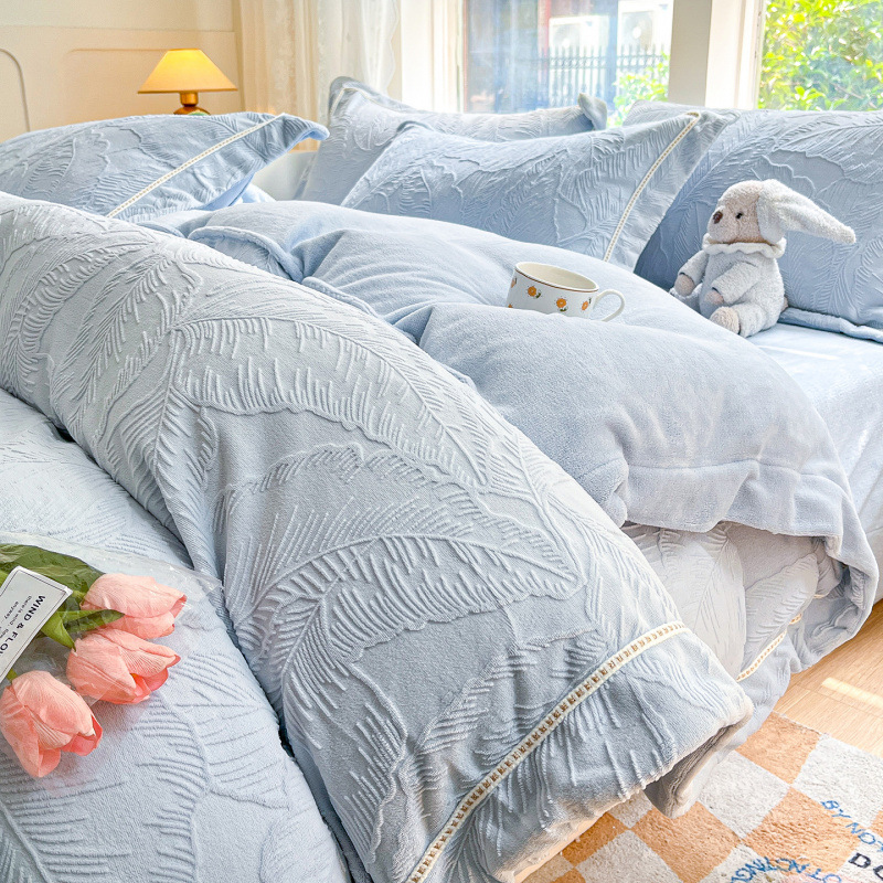 Milk Fiber Fleece Bedding Set, Antistatic, 4-Piece