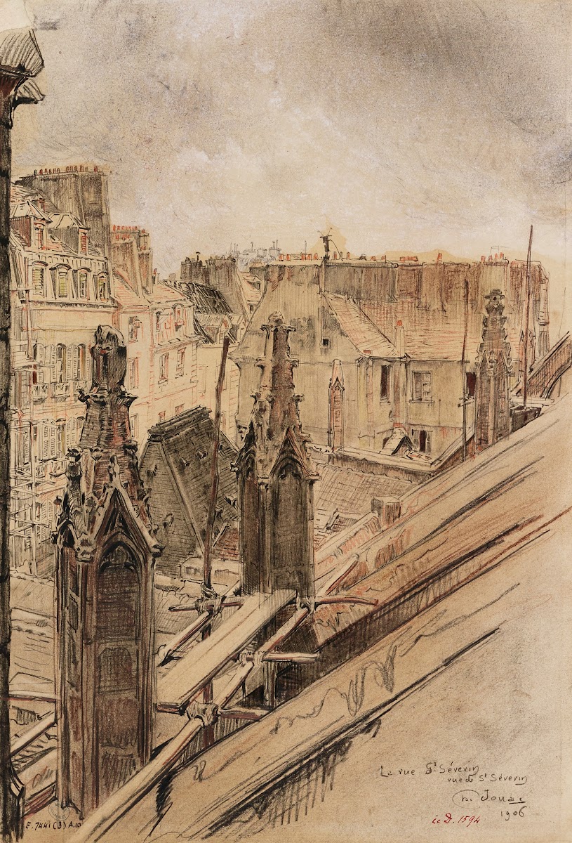 Effets de toits rue Saint Séverin 1906 vue du haut de léglise Saint Séverin 1915