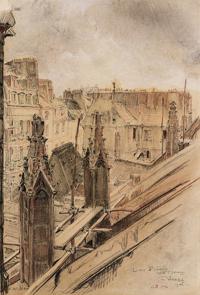 Effets de toits rue Saint Séverin 1906 vue du haut de léglise Saint Séverin 1915