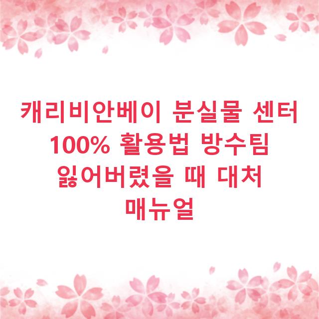 캐리비안베이 분실물 센터 100% 활용법 방수팀 잃어버렸을 때 대처 매뉴얼