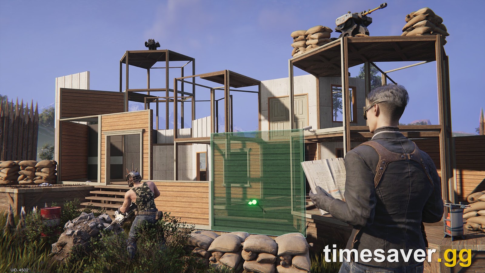 A player building a multi-story base in Once Human — on a permanent (no-wipe) server, your base and progress stay put with no reset timer.