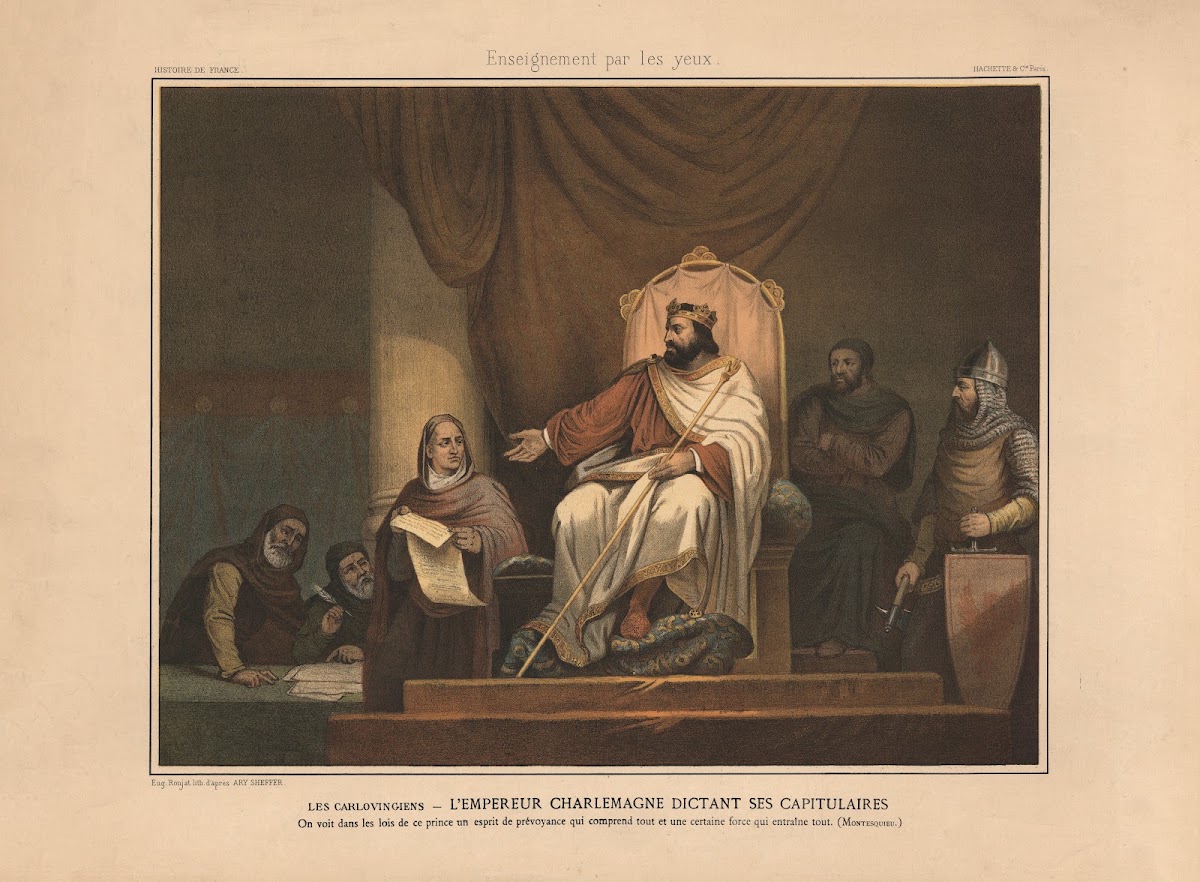 The Carolingians  Emperor Charlemagne dictating his capitularies 1890