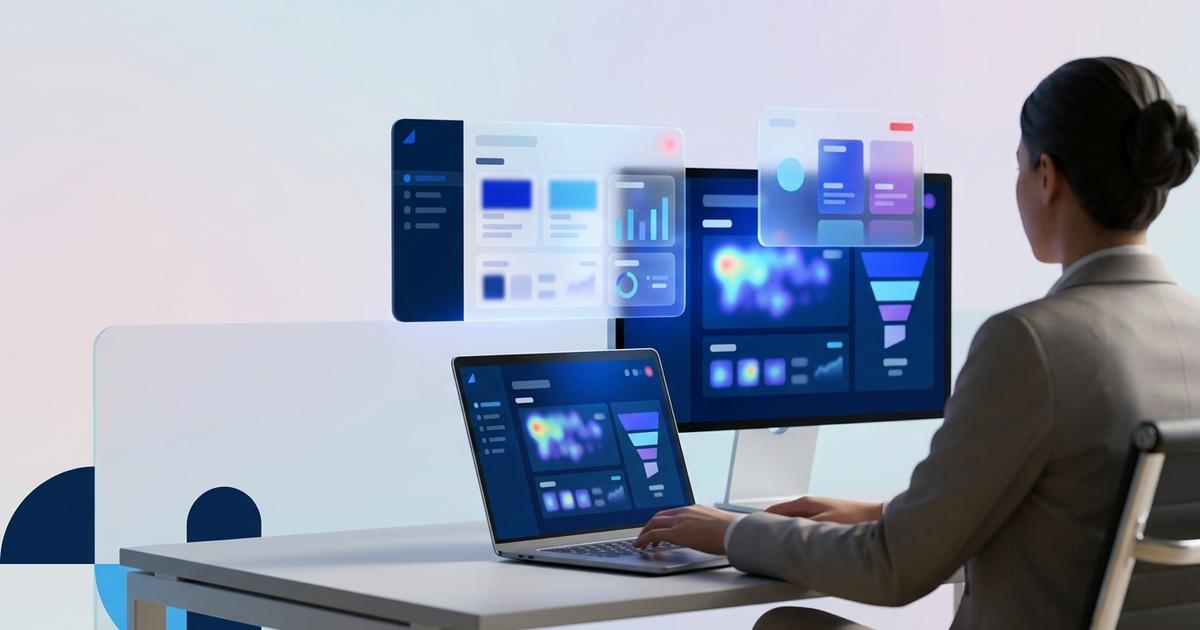 Specialist analizează date de audit site Moldova pe monitoare cu grafice de conversie