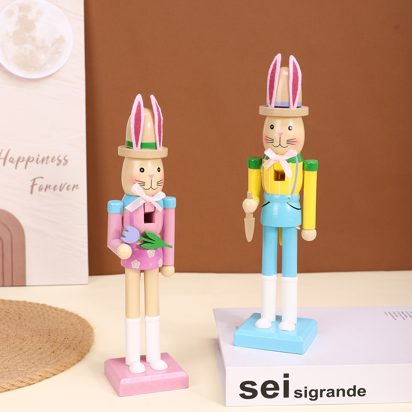 Easter Nutcracker Figure, Bunny, Wood
