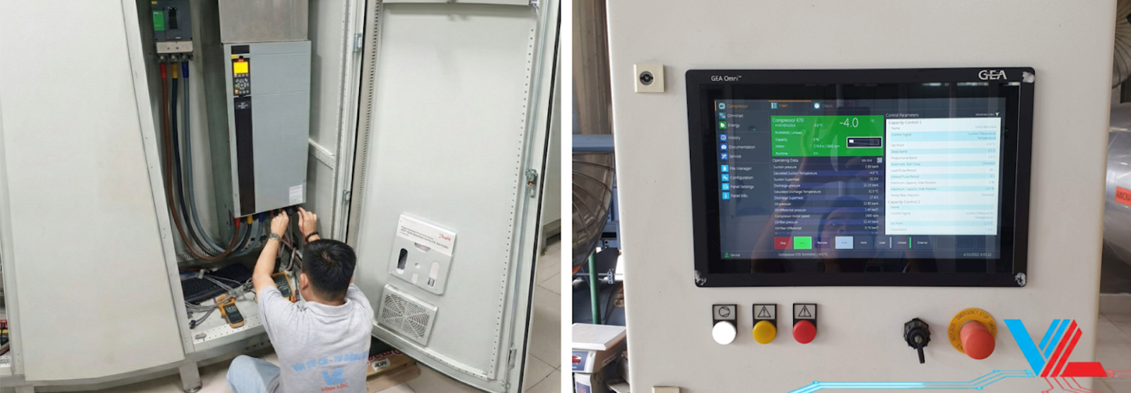 test tải biến tần Danfoss FC103 chạy máy nén lạnh