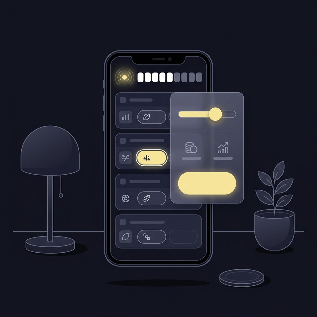 Minimal 2D vector illustration of a smartphone showing an in play market with a visible bet slip and low latency indicator on a dark Funded Plays style background ideal for betting apps for android phones