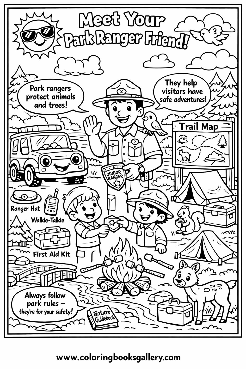Park Ranger for Kids – Simple Educational Printable Coloring Page for Kids