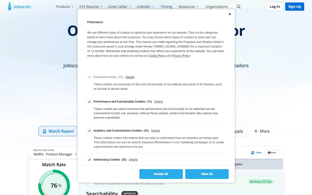 Captura de Jobscan