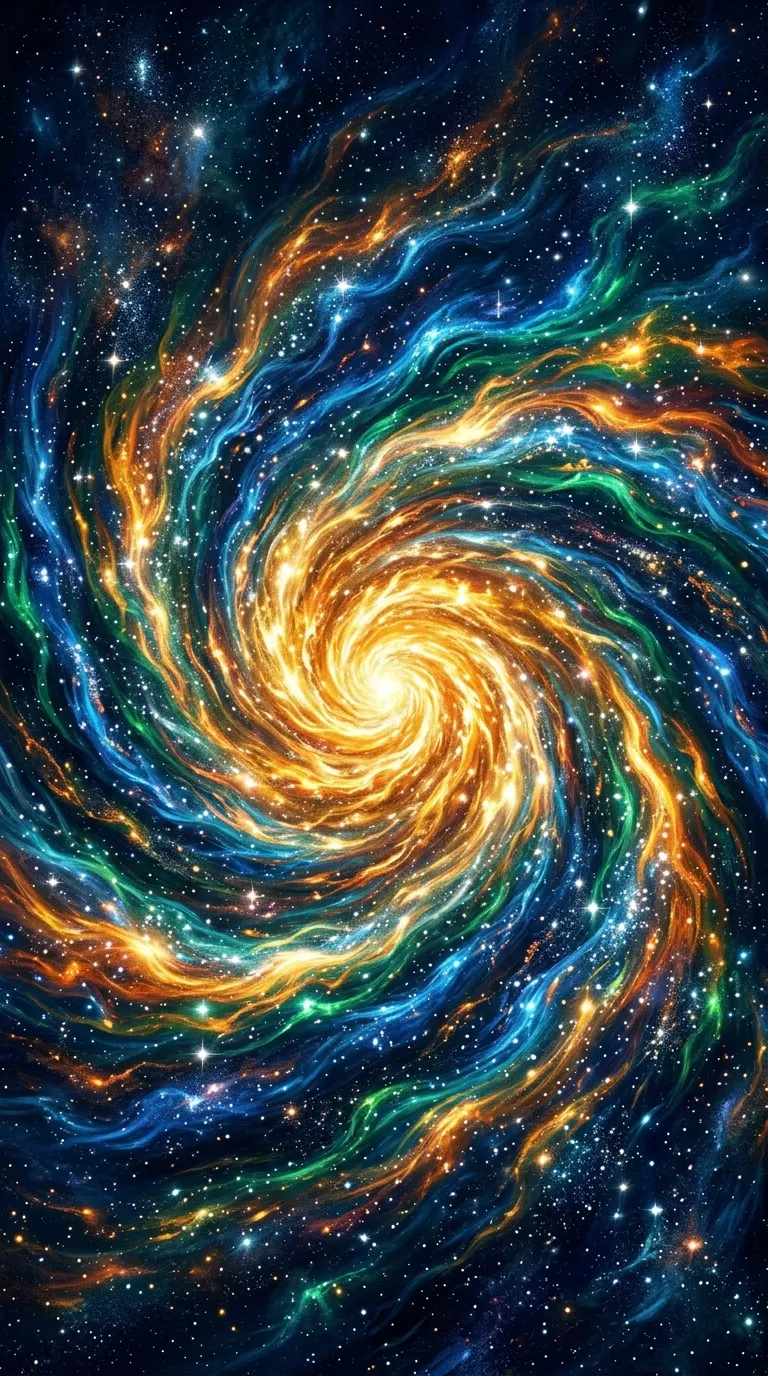 Abstract Cosmic Ocean with Nebula Waves and Golden Light - Free 4K mobile Wallpaper