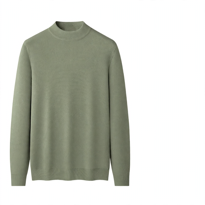 Men's Wool-Modal Pullover with Stand-Up Collar