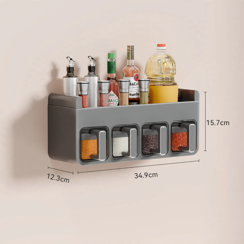 Wall shelf for spices and kitchen utensils