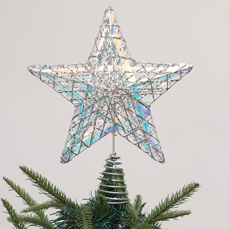 Weihnachtsbaum-Stern aus Eisen mit Licht und Bändern