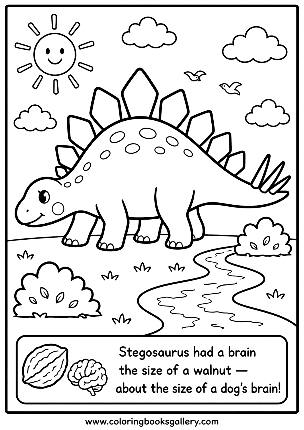 Explore the Simple Stegosaurus Printable Coloring Page – A Fun Activity for Kids – free coloring page for kids