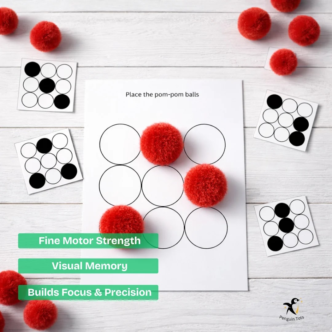Pom Pom Grid Pattern Activity | Fine Motor Skills, Hand Eye Coordination & Visual Memory