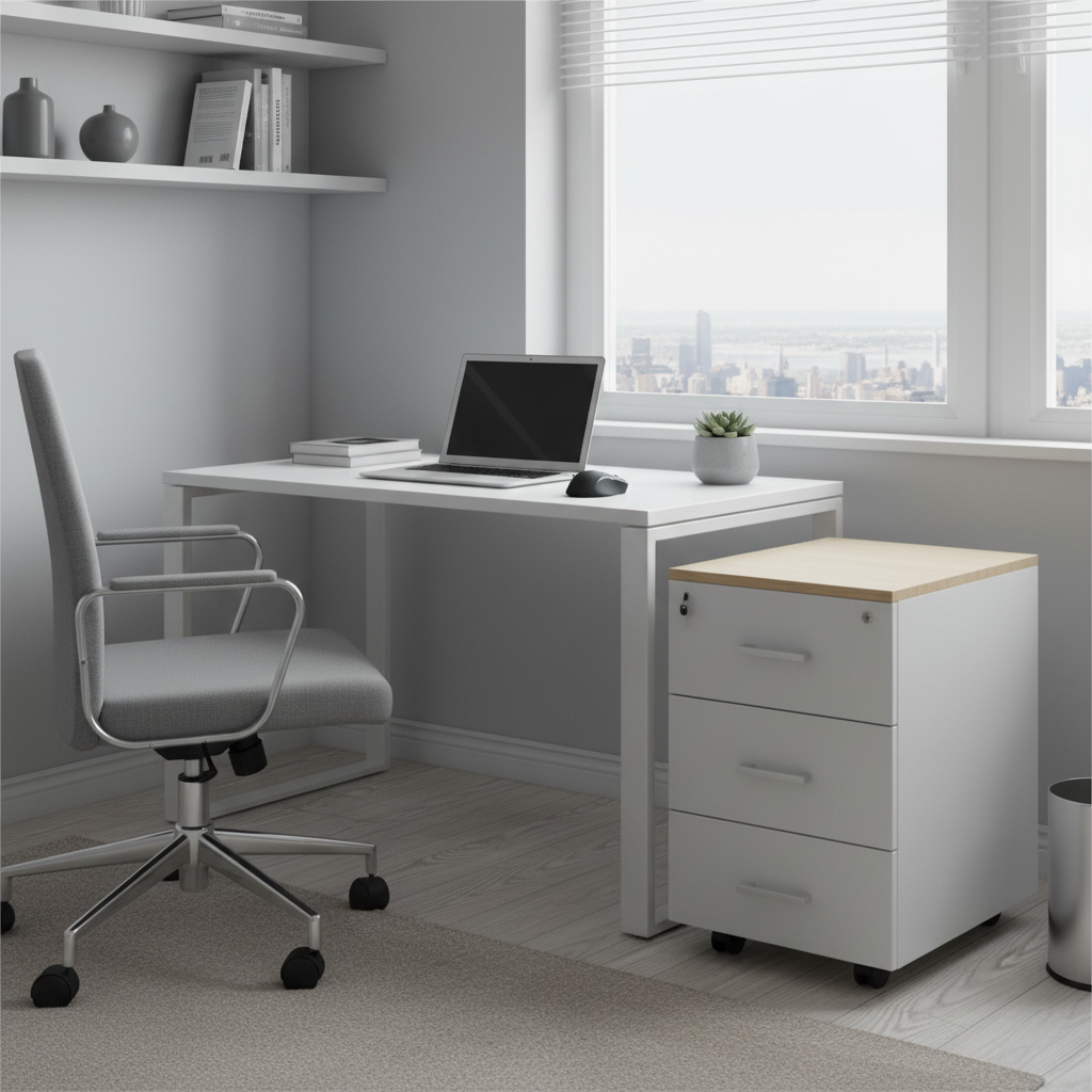 RADAR Color Three Drawer Mobile Pedestal With Central Lock