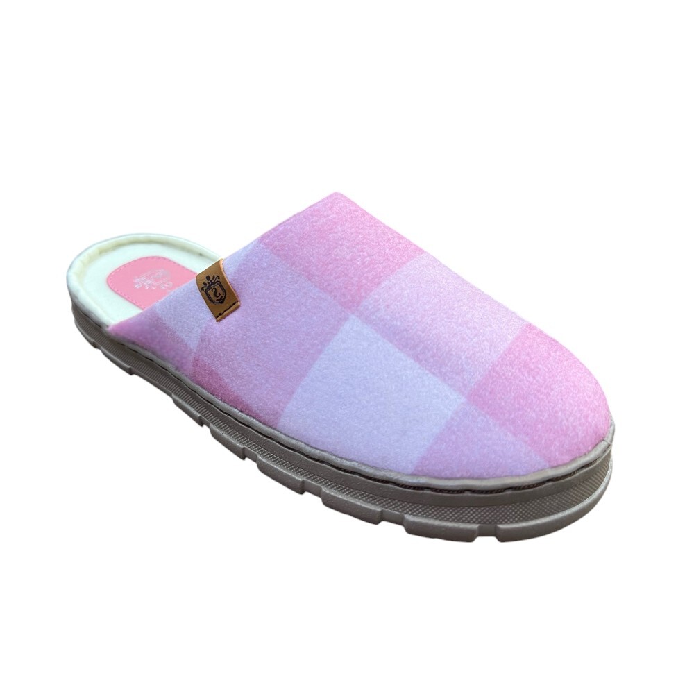 Pantuflas para dama CH Stahl™ a cuadros, color rosa